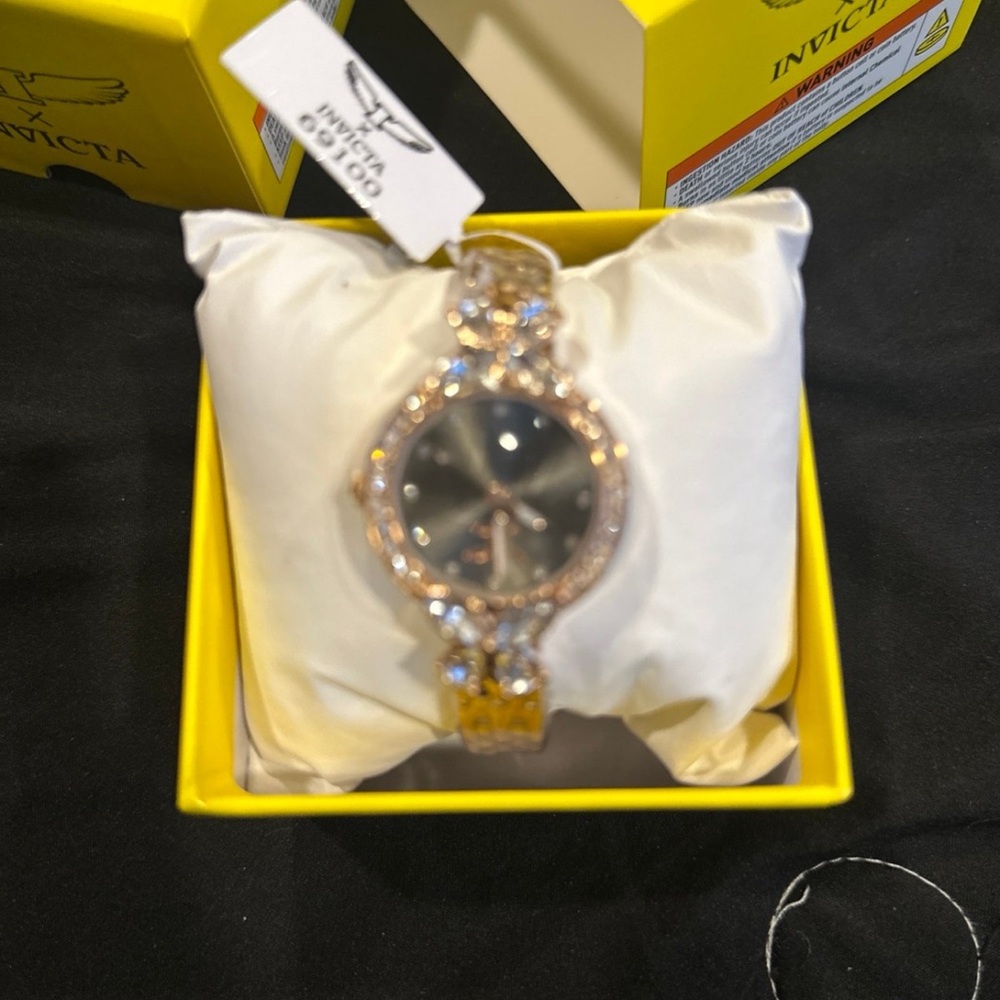 Invicta Women's Black and Gold Watch